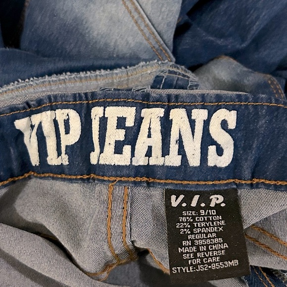 VIP Jeans Moto Stretch Jumpsuit off shoulder with side zip button size 9 - Picture 4 of 7